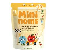 MININOMS Apple & Banana Mega Sticks Organic Toddler Snacks, Rice Snack for 12+ Months 30g (20 Pack) | Fruit-Flavoured Stick Finger Food for Toddlers Self-Weaning | Healthy, Vegan & Not Ultra-Processed