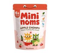 MININOMS Apple Chomps Organic Baby Snacks - Teething Rice Snack for 6+ Months 20g (1 Pack) | Fruit-Flavoured Rusks for Self-Weaning Training in Babies & Toddlers | Healthy, Vegan & Not Ultra-Processed