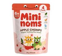 MININOMS Apple Chomps Organic Baby Snacks - Teething Rice Snack for 6+ Months 20g (4 Pack) | Fruit-Flavoured Rusks for Self-Weaning Training in Babies & Toddlers | Healthy, Vegan & Not Ultra-Processed