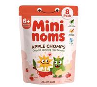 MININOMS Apple Chomps Organic Baby Snacks - Teething Rice Snack for 6+ Months 20g (8 Pack) | Fruit-Flavoured Rusks for Self-Weaning Training in Babies & Toddlers | Healthy, Vegan & Not Ultra-Processed