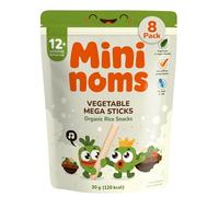 MININOMS Vegetable Mega Sticks Organic Toddler Snacks - Rice Snack for 12+ Months, 30g (8 Pack) | Veggie-Flavoured Stick Finger Food for Self-Weaning in Toddlers | Healthy, Vegan & Not Ultra-Processed