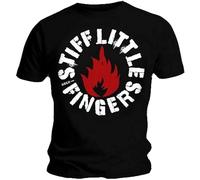 MINIOEM Mens Black T Shirt Stiff Little Fingers Punk Round Logo Fashion Cotton Cause Loose T-Shirts Black S