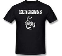 MINIOEM Mens Scorpions Band Graphic Blouse Short Sleeve Casual T Shirt L Black