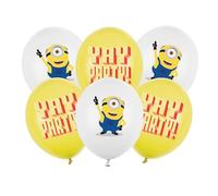 Minions Balloons 30 cm Set of 6 Balloons for Helium or Air Latex Balloons Party Decoration with Mel & Yay Party Motif for Children's Birthday Theme Party Balloon Set Birthday Decoration White Yellow
