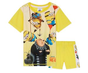 MINIONS Boys Pyjamas Set Short PJs Soft Breathable Loungewear Comfy Summer Sleepwear Teenagers Funny Gifts for Boys (Yellow/Multi, 4-5 Years)