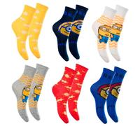 Minions Children's Socks, Design Set of 6 Classic Cotton Socks, Sizes EU 23 to 34, multicoloured, 27-30