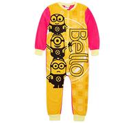MINIONS Girls Onesie in Yellow | Kids All In One Fleece Jumpsuit Loungewear Pyjamas | Bello Fun Character Bodysuit PJs | Cosy Overall Romper Nightwear Pajama Merchandise Gift for Children