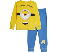 MINIONS Kids Novelty Dress Up, 100% Cotton Long Sleeved Pyjama Set, Yellow/Blue, 7-8 Years: 128cm