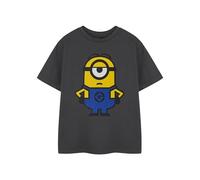 MINIONS Kids T-Shirt in Charcoal | Classic Graphic Tee for Unisex Children | Short Sleeve Casual Movie Top | Despicable Me Character Apparel