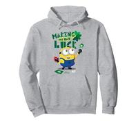 Minions Making My Own Luck Pullover Hoodie, Adult Unisex, Heather Grey, Medium