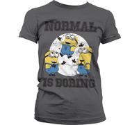 Minions Normal Life Is Boring Girly Tee Damen T-Shirt Dark-Grey