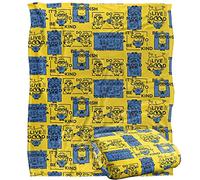 Minions Positivity Squares Pattern Silky Touch Super Soft Throw Blanket 152 x 127 cm, 50" x 60"