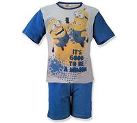 Minions Short Pyjamas Kids Boys Girls Cotton (6-7 Years, Blue/White)