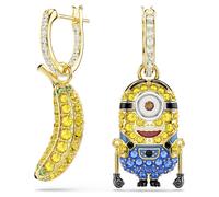 Minions Stuart and Banana drop earrings, Pavé, Mini, Multicoloured, Gold-tone plated