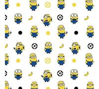 Minions White Spot Print Fabric by 0.5 Metres 112cm Wide 100% Cotton Children Fabric Cartoons Craft Fabric Material for Dressmaking, Sewing, Quilting (3209)