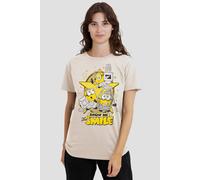 Minions Women's And Monsters Show Me That Smile Retro T-Shirt, Natural | Size: Medium Minions Natural M