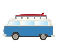 MiNis (By Lemke) LC3969 VW T2 Bus Blue/White w/Surfboards