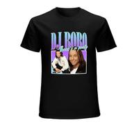 MINISIJA Men's Round Neck T-Shirt DJ Bobo Button Closure Black M
