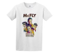 MINISIJA Men's Round Neck T-Shirt McFly Memory Lane The Best of McFly Double Stitch Sleeves and Hem White 3XL