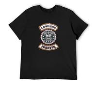MINISIJA Men's Round Neck T-Shirt W.A.S.P. Lawless Forever Button Closure Black L