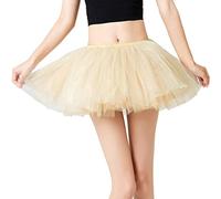 Miniskirt Solid Color Girly Color Female Ballet Dance Skirt Elegant Tulle Tutu Skirt British Simple Comfortable Fashion New Skirt (Khaki, One Size)