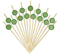 Minisland Green Lemon Cocktail Picks, 4.7 Inch Long Bamboo Fancy Toothpicks for Appetizers, Decorative Spring Summer Tropical Party Food Drinks Garnish Fruit Kabob Skewer Sticks 100 Counts - MSL421
