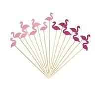 Minisland Pink Red Flamingo Cocktail Picks, 5 Inch Long Bamboo Fancy Toothpicks for Appetizers, Decorative Summer Tropical Hawaiian Party Food Drinks Garnish Fruit Skewer Sticks 100 Counts - MSL175