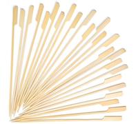 Minisland Premium 10 Inch Square Large Bamboo Paddle Skewers for Kabobs Grilling Barbeque Food, 3mm Thick Long Wooden Skewer Sticks 100 Counts -MSL163L