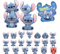 MINISO Disney Stitch Blind Bag, 1 Pack (3 Mini Flocked Figures Inside), 2'' Kawaii Blind Box Collectible Toys, Cute Friendship Gift for Girls Boys Girlfriend