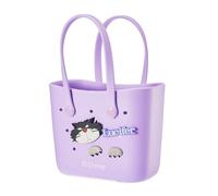 MINISO Disney Tote Bag, Reusable Small Rubber Waterproof Bag, Cute Design Practical And Portable Handbag for Work Travel, Purple, Cute