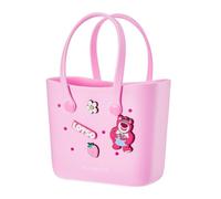 MINISO Disney Tote Bag, Reusable Small Rubber Waterproof Bag, Cute Design Practical And Portable Handbag for Work Travel, Pink