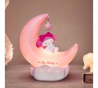 MINISO My Melody Lamp, Pink Sanrio Night Light for Kids, My Melody Crescent Moon Lights, Cute Melody Nightlight with 3 Mode, Sanrio Stuff Table Decor Led Light for Birthday Gifts