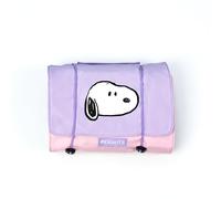 MINISO Snoopy Colorful Life Collection Foldable Makeup Bag Cosmetic Bag Waterproof Large Roll-Up Portable Travel Organizer For Women Girls, Pink and Purple, Snoopy Colorful Life