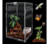 MINISOISO Transparent Acrylic Insect Feeding Box, Reptile Breeding Case, 12 x 12 x 20 cm Terrarium Containers for Spider Lizard Scorpio Millipede Frog Horned Beetle
