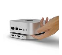 Minisopuru iExpandMate MINI4PRO Mac Mini M4 Dock with 4K@60 HDMI, 4TB M.2 NVMe SSD Enclosure, Mac Mini Hub & Stand for Mac Mini M4 and M4 Pro 2024 (TF/SD Solt, 3* USB-A 2.0, Audio) | Silver