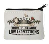 Ministry of Low Expectations Emblem Neoprene Coin Purse Pouch 10x11cm White