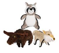 Ministry of Pet Tough Durable Canvas Plush Toys, Woodland Creature Stuffed Snuggle Dog Toys, Multi, 3 Count (Pack of 1)