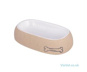 Ministry Of Pets Sandstone Feeding Bowl For Dogs - 12.5cm x 5.5cm x 21cm