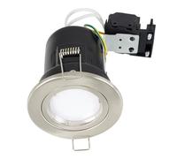 MiniSun | 10 x Fired Rated Die Cast Twist & Lock Brushed Chrome GU10 Ceiling Downlights | Downlights & Home Improvements Essential