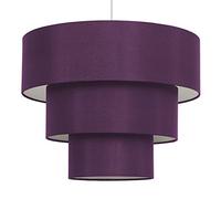 MiniSun | 3 Tier Purple Faux Silk Ceiling Light Shade | Lamp Shades, Home Décor & Improvement Essential | 380mm Shade Width
