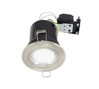MiniSun | 4 x Fired Rated Die Cast Twist & Lock Brushed Chrome GU10 Ceiling Downlights | Downlights & Home Improvements Essential