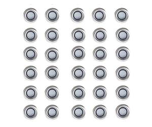 MiniSun | 40mm White LED Round Decking/Kitchen Plinth Lights Kit | Pendant Lights, Home Décor & Improvement Essential | Pack of 30