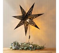MiniSun | 60cm Velvet Star Plug in Wall Light Christmas Tree Topper | Tree Toppers, Home Décor & Improvement Essential | Black (No Bulb)