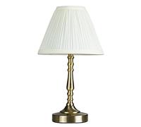 MiniSun | Antique Brass Touch Table Lamp with a Pleated Cream Shade | Table Lamps, Home Décor & Improvement Essential