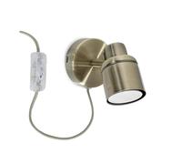 MiniSun | Antique Gold Single Spotlight Adjustable GU10 Plug-in Wall Light | Wall Spotlights, Home Décor & Improvement Essential | Mains Wired