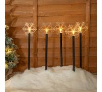 MiniSun | Battery Operated Christmas Snowflake Spike Lights in Warm White | Pendant Lights, Home Décor & Improvement Essential | Pack of 5