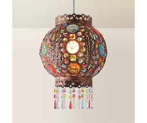 MiniSun | Bazaar Style Chandelier with Multi-Coloured Acrylic Jewel Droplets | Pendant Lights, Home Décor & Improvement Essential | 26cm Shade Width