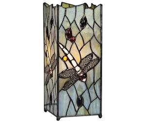 MiniSun | Beautiful Hand Crafted Tiffany Inspired Decorative Dragonfly Design Square Glass Table Lamp | Table Lamps & Home Improvements Essential
