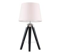 MiniSun | Black Wood and Silver Chrome Tripod Table Lamp with a Pink Light Shade | Home Décor, Bedside & Desk Lamp | Includes Bulb [3000K Warm White]