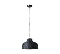 MiniSun | Boho Style Black Woven Wicker Tapered Ceiling Pendant Light Fitting | Pendant Lights, Home Décor & Improvement Essential | Includes Bulb [2700K Warm White] | Includes Full Wired Fitting